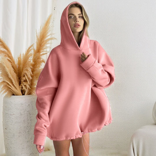 Damen oversized Hoodie mit verstellbarem Bund und Kängurutasche R&B