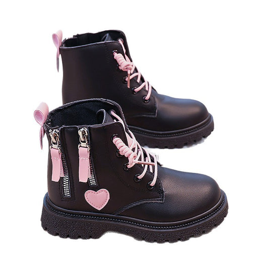 Damen Modische Stiefeletten mit herausnehmbaren Schnürsenkeln und seitlichem Reißverschluss R&B