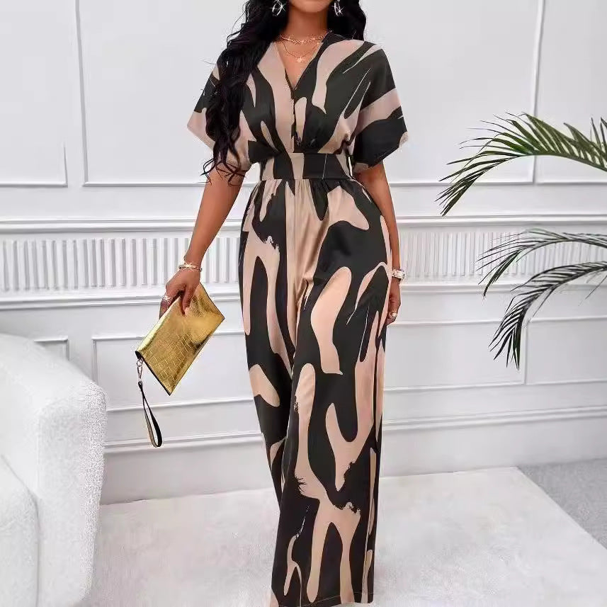 Damen Eleganter Jumpsuit mit weit geschnittenem Bein und raffiniertem Design R&B