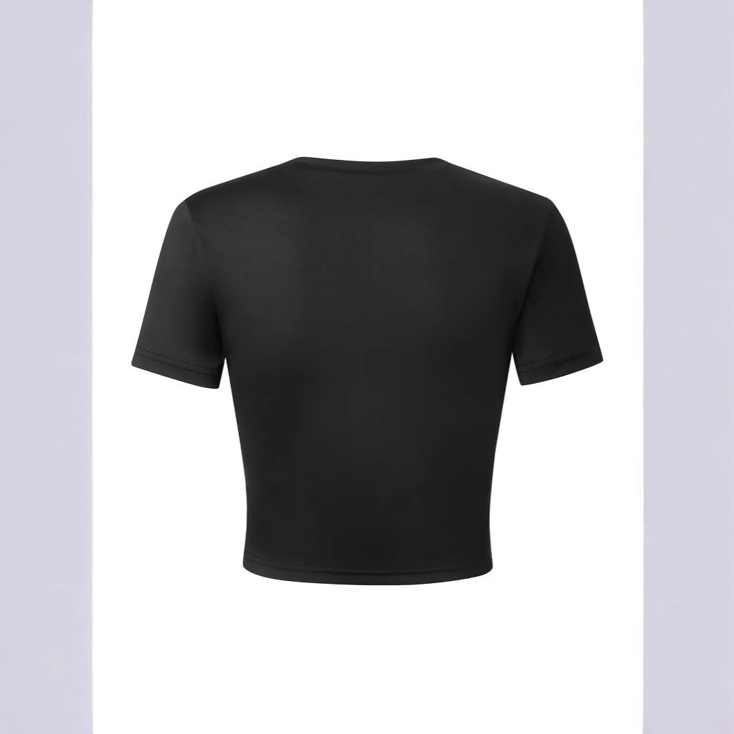 Damen Crop-Shirt mit inspirierendem Statementdruck R&B
