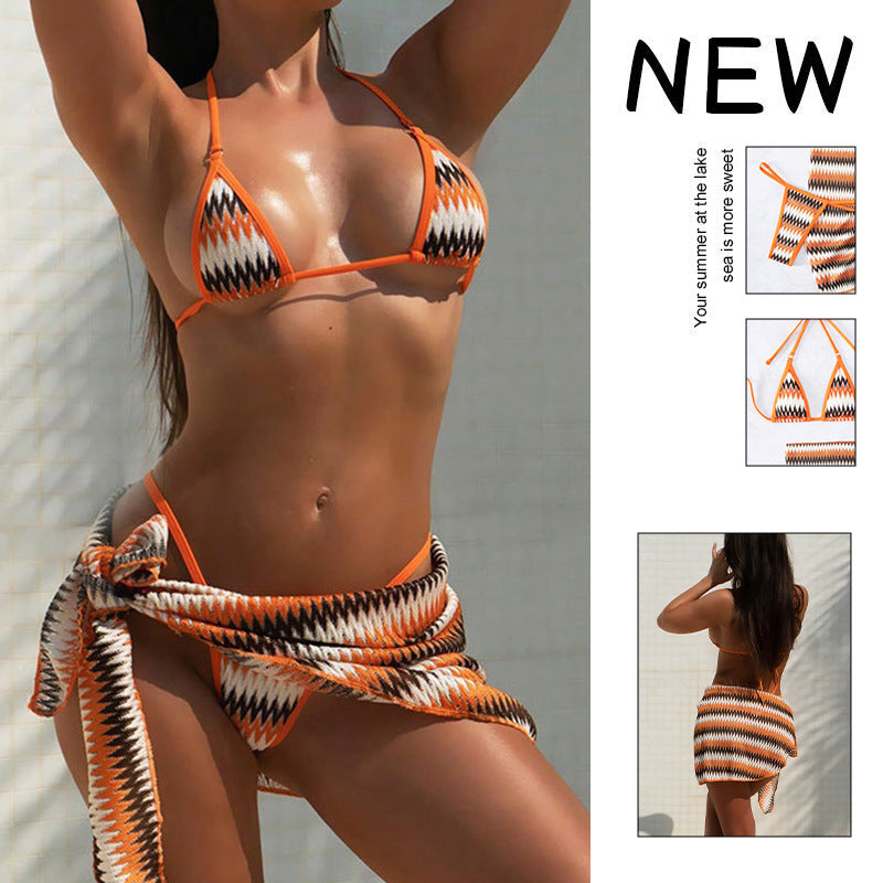 Damen Triangel-Bikini mit modernem Ethnomuster und verstellbaren Trägern R&B