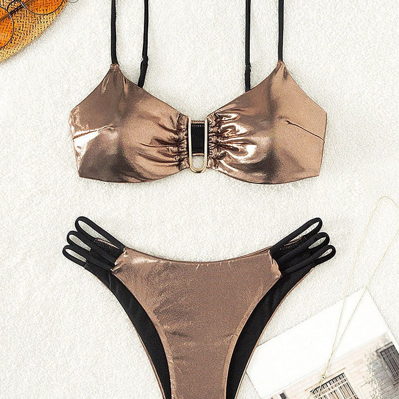 Damen Bikini mit elegantem Schnitt und modischen Trägerdetails R&B