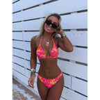 Damen Triangel-Bikini mit verspieltem Blumendesign und verstellbaren Trägern R&B
