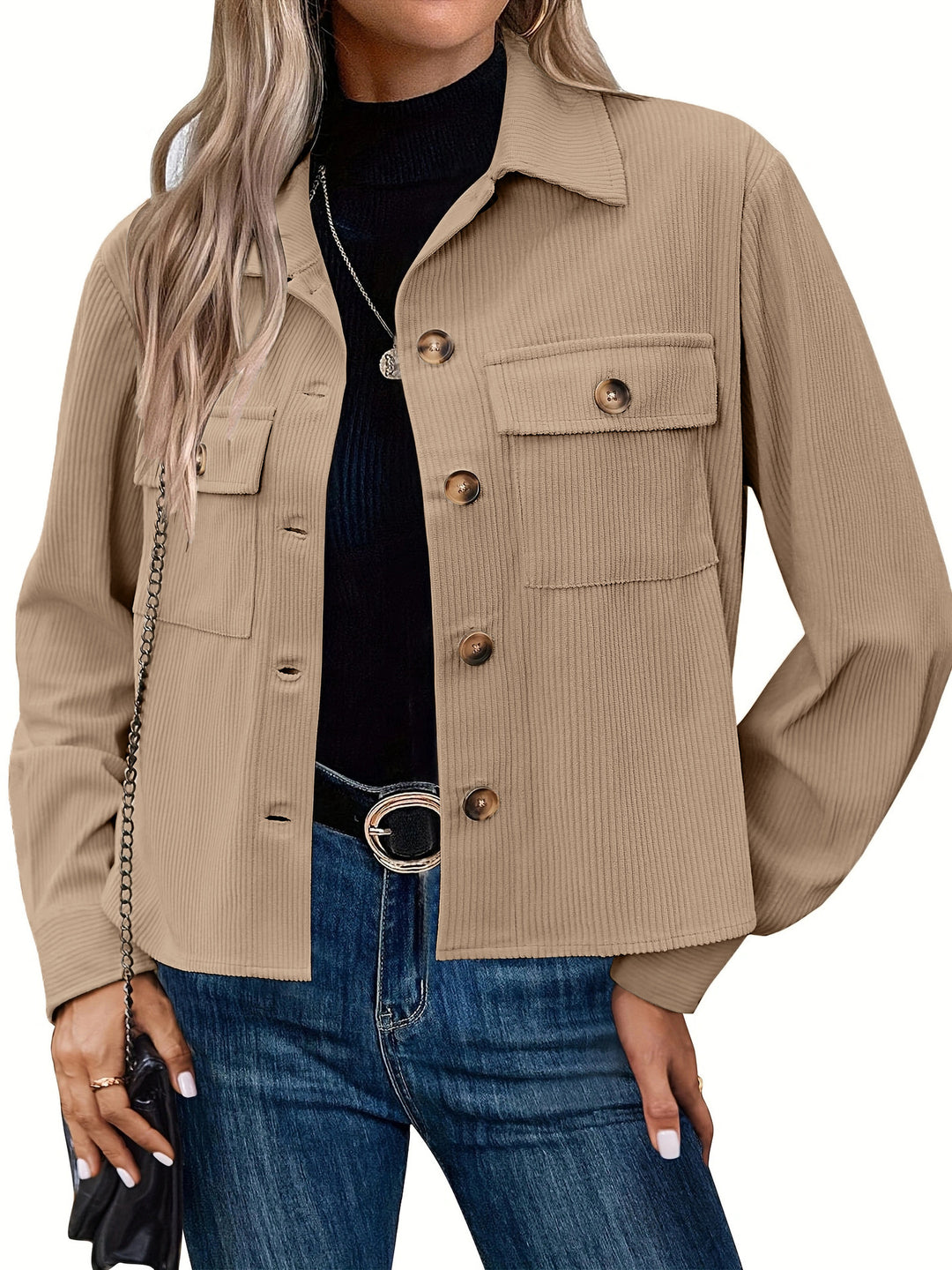 Damen Cordjacke mit praktischen Brusttaschen R&B