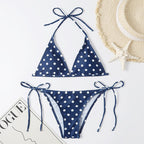 Damen Triangel-Bikini mit hochwertigem Punktmuster und verstellbaren Bändern