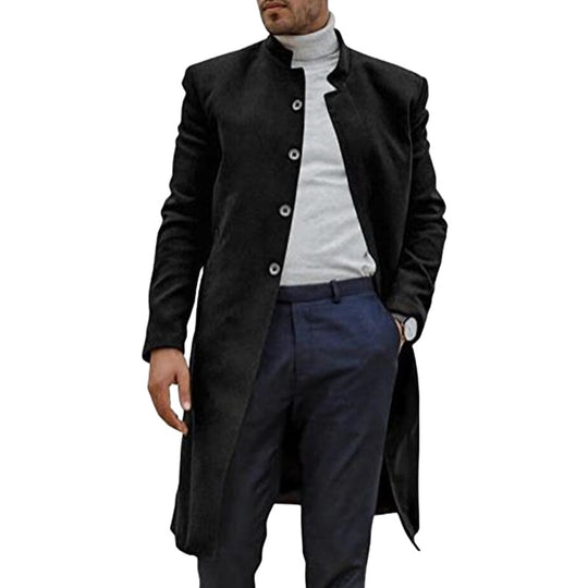 Herren stilvoller, moderner Wollmantel mit durchgehender Knopfreihe R&B