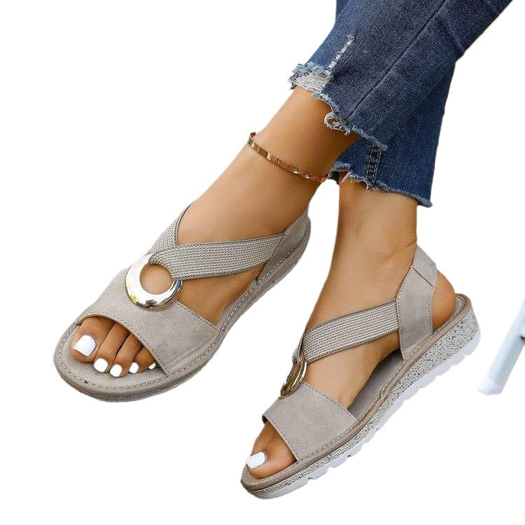 Damen Elegante Riemensandaletten mit modischem Ringelement R&B