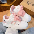 Damen Trendige Plattform Sneakers mit modischen Tiermotiven