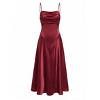 Damen Satin Abendkleid mit Drapé-Ausschnitt R&B