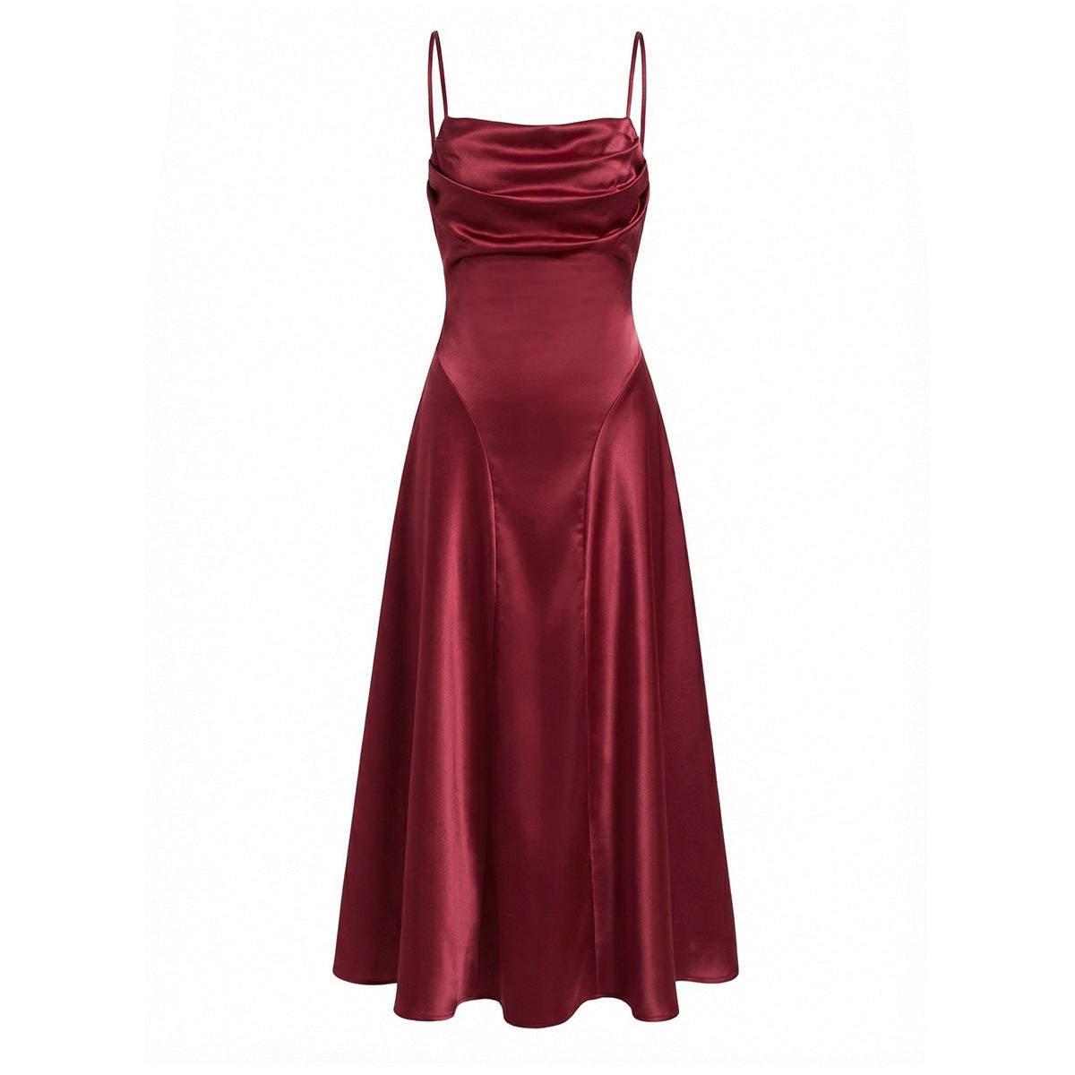 Damen Satin Abendkleid mit Drapé-Ausschnitt R&B