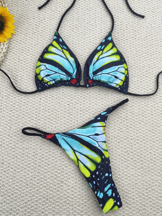 Damen Bikini-Set mit trendigem Schmetterlingsdesign und verstellbaren Bändern R&B