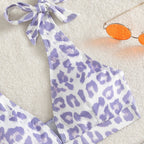 Damen Hochgeschnittener Bikini mit verspieltem Leopardenmuster