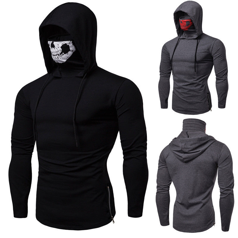 Herren Langarmshirt mit Kapuze und einzigartigem Totenkopfdesign