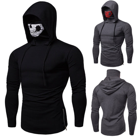 Herren Langarmshirt mit Kapuze und einzigartigem Totenkopfdesign R&B