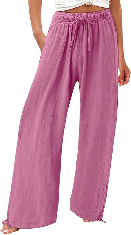 Damen lässige weit geschnittene Sommerhose mit elastischem Bund und praktischen Seitentaschen R&B