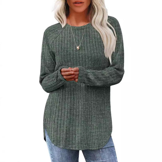 Damen weicher und lässiger Strickpullover mit Rippenmuster R&B