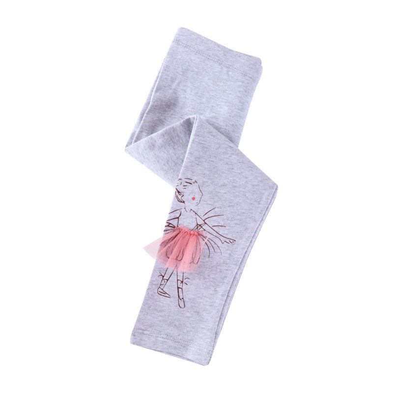 Mädchen Leggings mit niedlicher Ballett-Tüllapplikation R&B