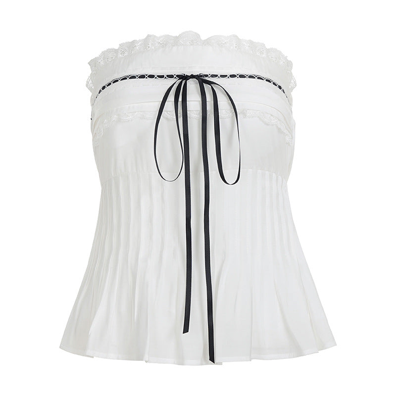 Damen Off-Shoulder Blusenshirt mit Rüschen und BindR&Band R&B