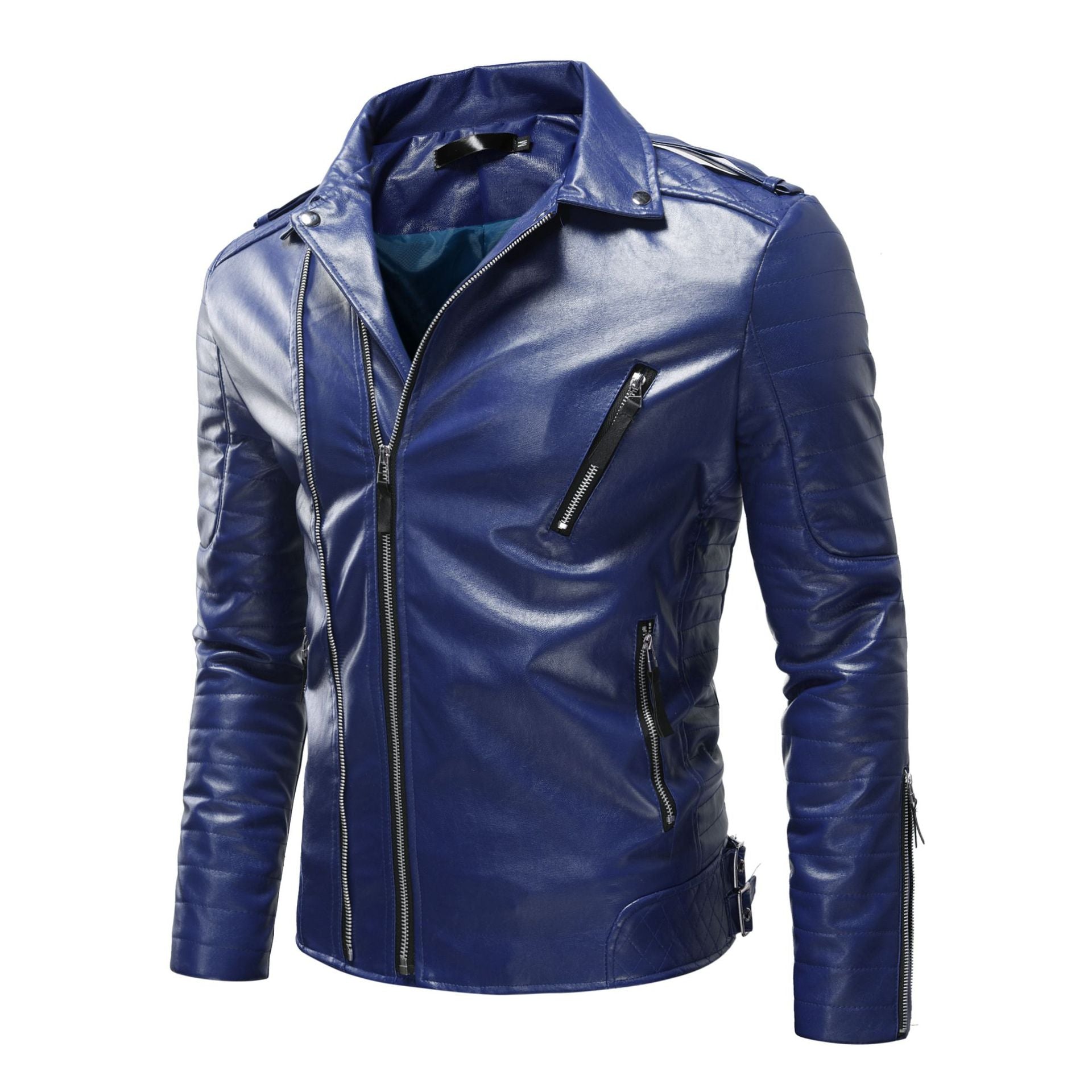 Herren Leder Bikerjacke mit Taschen