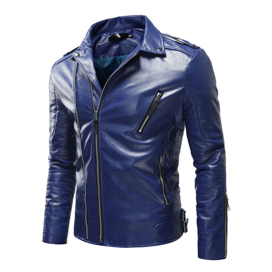 Herren Leder Bikerjacke mit Taschen