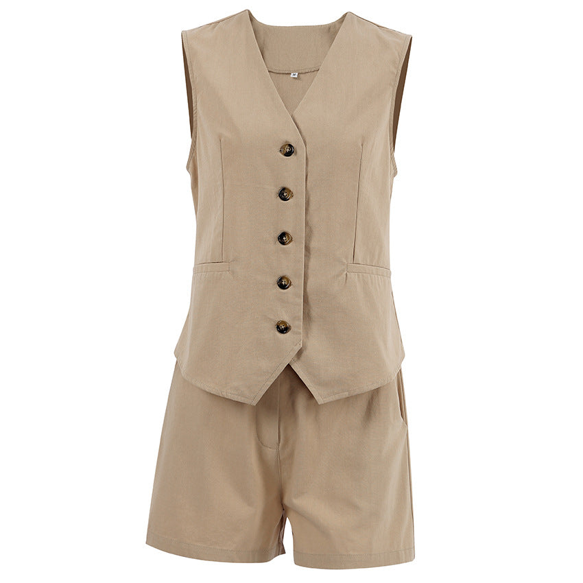 Damen modischer ärmelloser Blazer mit Shorts R&B