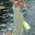 Damen Elegantes bodenlanges Kleid mit raffiniertem Spitzenoberteil und taillierten Details R&B
