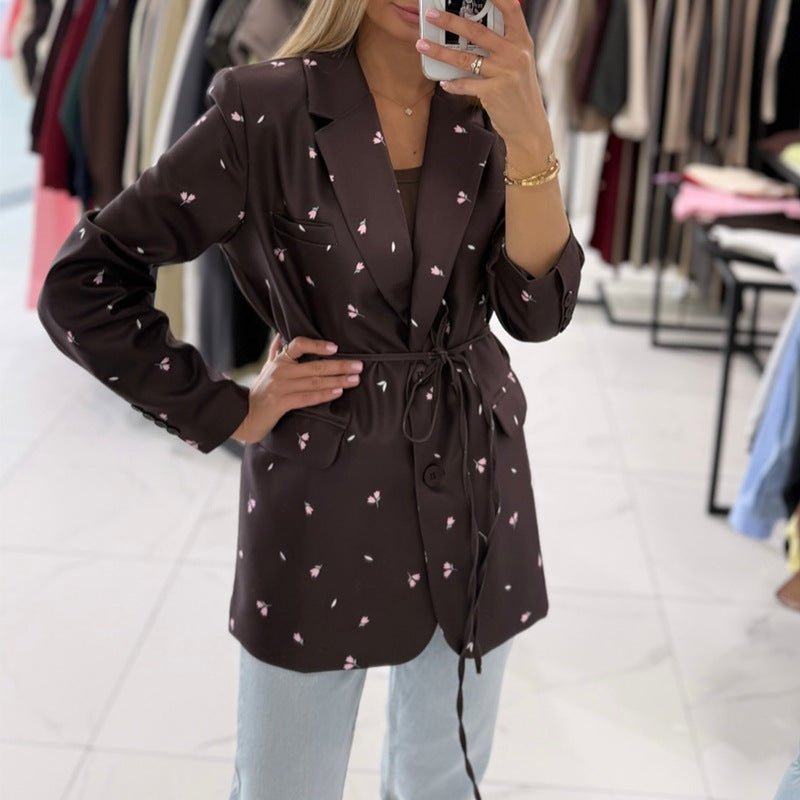 Damen trendiger Blazer mit taillierbarem Gürtel R&B
