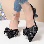 Damen Slingback-Pumps mit schimmernden Strassverzierungen und eleganter Schleifenoptik R&B