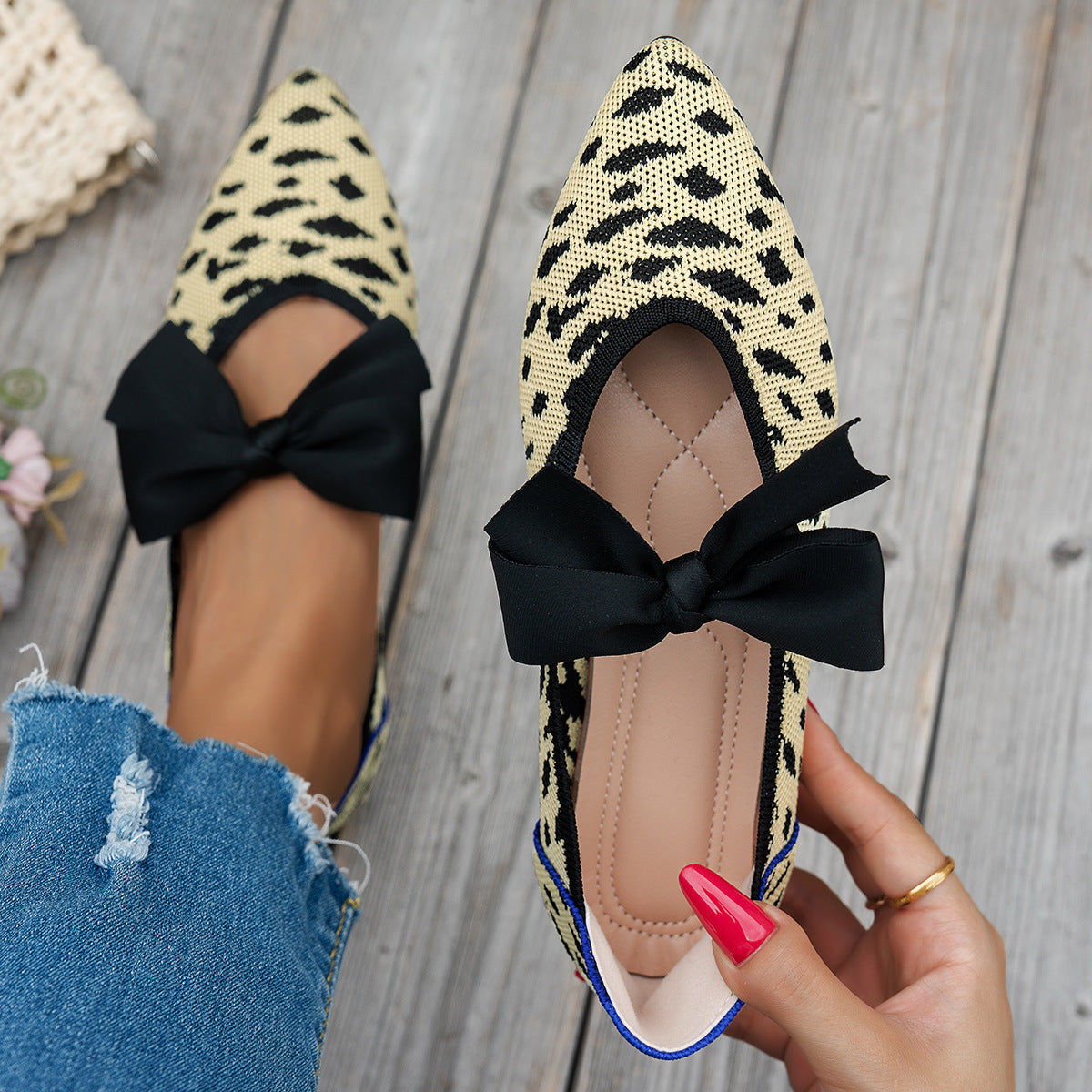 Damen spitzen Ballerinas mit eleganter Schleifenapplikation R&B