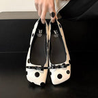 Damen elegante Ballerinas mit modischem Punktedesign und dekorativem Schleifendetail R&B