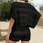 Damen luftiges Häkel-Set mit Oversize-Oberteil und Short R&B