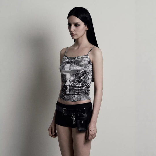 Damen Camisole-Top mit grafischem Druck und verführerischem Schnitt R&B