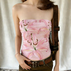 Damen Bandeau-Top mit floralen Motiven und elastischem Saum R&B