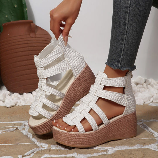 Damen Wedge-Sandalen mit geflochtenen Riemen und robustem Absatz R&B