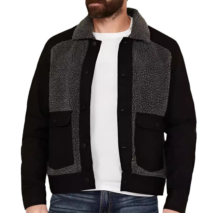 Herren lässige Fleece-Jacke mit strukturiertem Kragen R&B