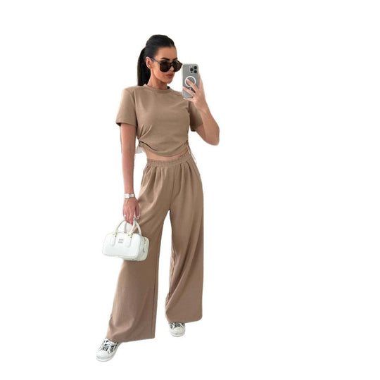 Damen lässiges Set aus Crop-Top und Jogginghose R&B