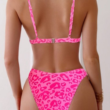 Damen Triangel-Bikini mit verspieltem Leopardenmuster R&B