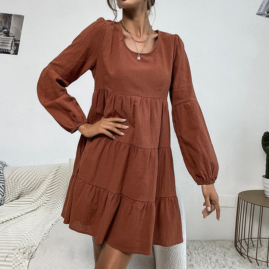 Damen luftiges Midikleid mit voluminösen Rüschendetails R&B