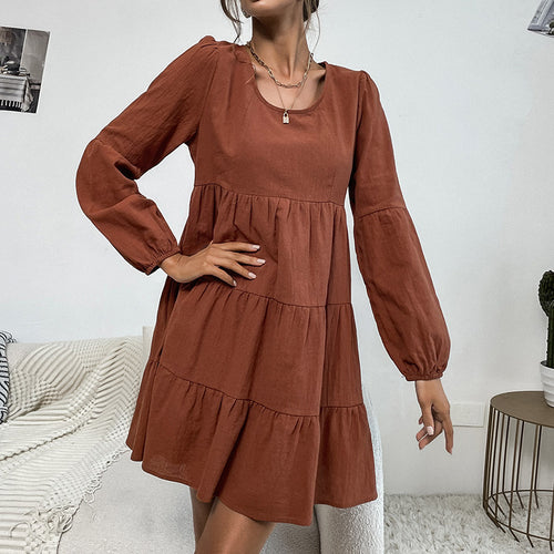 Damen luftiges Midikleid mit voluminösen Rüschendetails R&B