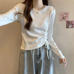 Damen Langarmshirt mit seitlichem Rüschendetail und lässigem Schnitt
