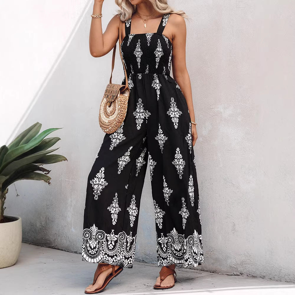 Damen Weitbeiniger Jumpsuit mit elastischem Oberteil und praktischen Taschen R&B