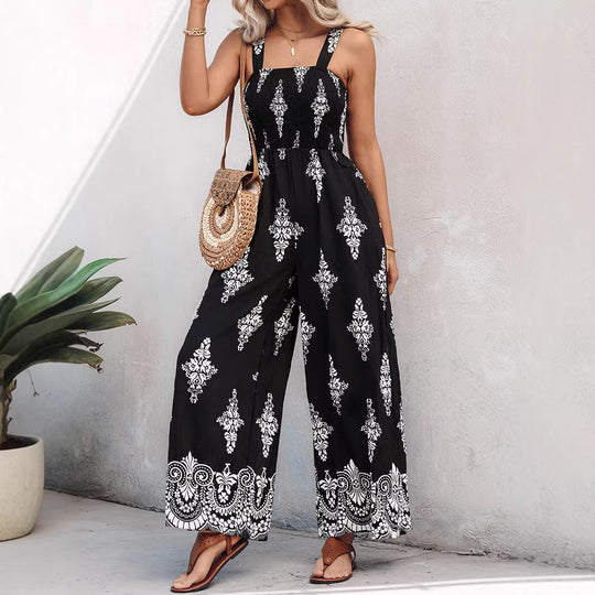 Damen Weitbeiniger Jumpsuit mit elastischem Oberteil und praktischen Taschen R&B