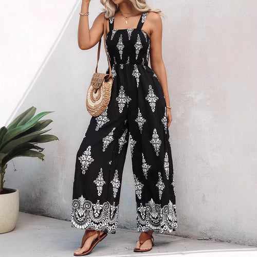 Damen Weitbeiniger Jumpsuit mit elastischem Oberteil und praktischen Taschen R&B