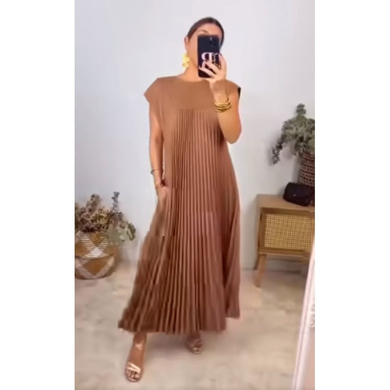 Damen Maxikleid mit plissiertem Design R&B