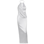 Damen Elegantes Maxikleid mit gerafftem Oberteil und hochwertigem Satinfinish R&B