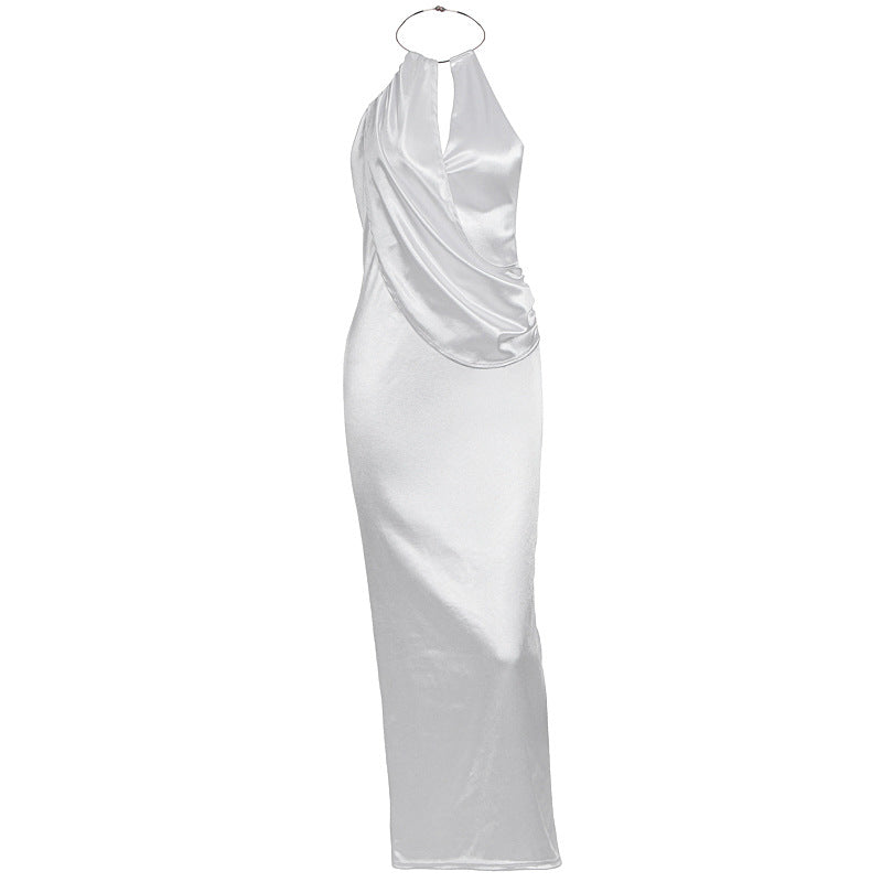Damen Elegantes Maxikleid mit gerafftem Oberteil und hochwertigem Satinfinish R&B
