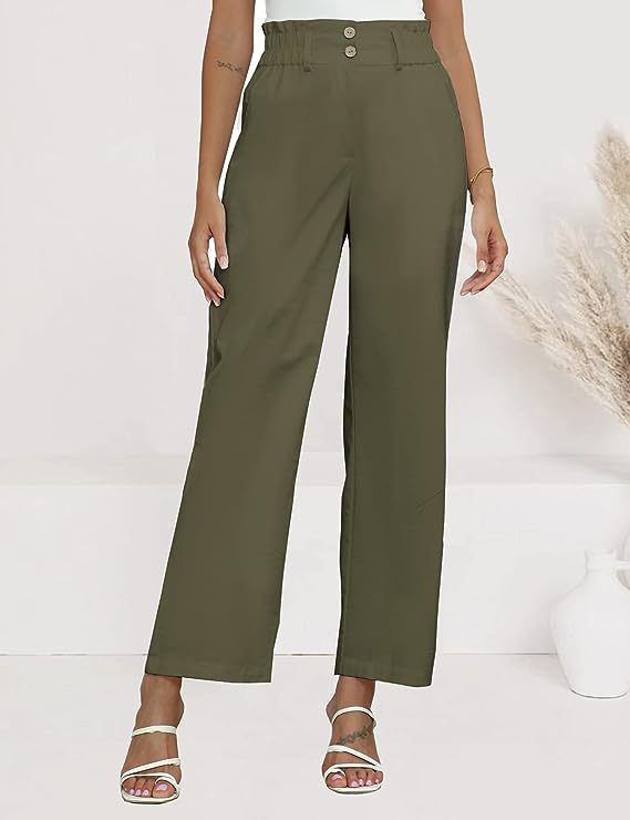 Damen Bequeme Weit geschnittene Hose mit elastischem Bund und Knopfdetails R&B