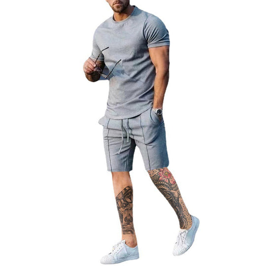Herren Sportliches Kurzarm-Set aus atmungsaktivem Material mit elastischem Bund und seitlichen Taschen R&B