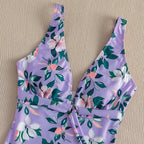 Damen Einteiler Badeanzug mit Wickeldetail und floralem Design R&B