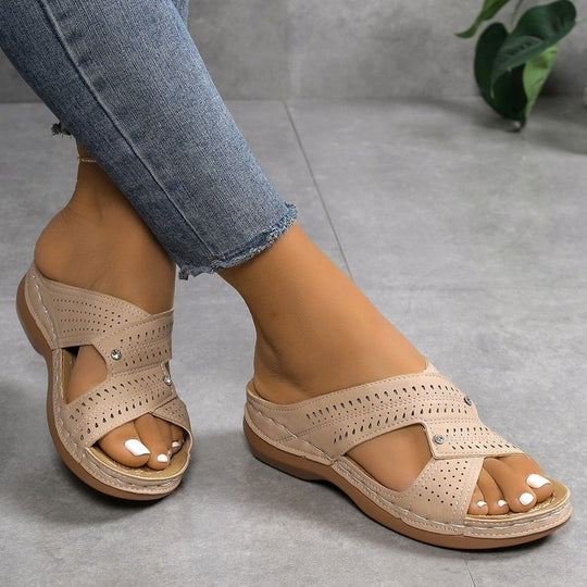 Damen Komfortable Riemchen-Sandalen mit atmungsaktiver Oberflächenstruktur R&B